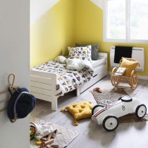 Terre de Nuit - Parure de lit enfant Farandole 140x200 - Blanc - Urbain - 57 fils/cm² - Base droite