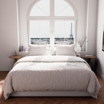Soleil d'Ocre - Parure de lit motif tufté 240x220 Blanc - Uni
