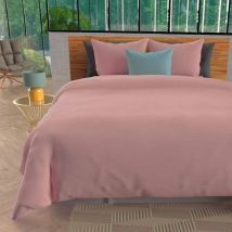 Parure de lit unie Bohème rose 240x220 cm en - - Rose - Soleil d'Ocre