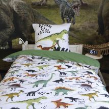 Terre de Nuit - Parure de lit enfant Crétacé 200x200 - Blanc - Animal - 57 fils/cm² - Base droite