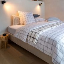 Parure de lit Ribe à carreaux bleus 260x240 cm en - - Blanc - Terre de Nuit