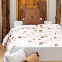 Terre de Nuit - Parure de lit enfant lapin 140x200 - Beige - Animal - 57 fils/cm² - Base droite