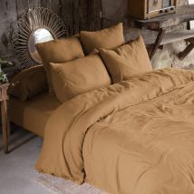 Parure de lit double gaze de coton marron 260x240 cm en - - Marron - Terre de Nuit