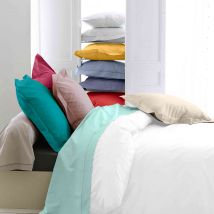 Tradilinge - Housse de couette percale blanc 240x220 cm - Tradilinge - Blanc - Uni - 80 fils/cm² - Rabat