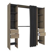Dressing extensible en bois imitation chêne kronberg - DR185 en Panneau de particules - - Bois naturel - Terre de Nuit