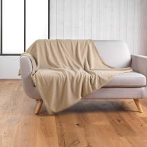 Plaid bouclette unie Wooly Beige 180x220 en - - Beige - Douceur D'intérieur