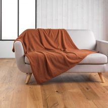 Plaid bouclette unie Wooly terracotta 180x220 en - - Rouge terracotta - Douceur D'intérieur