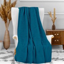 Plaid cocooning 120x160 cm Bleu canard en - - Bleu canard - Soleil d'Ocre