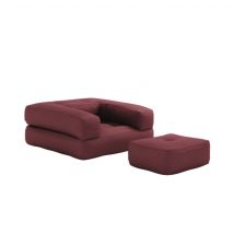 Matelas futon et pouf 2 en 1 CUBE bordeaux 90x190 en - Ferme - Bordeaux - Karup Design