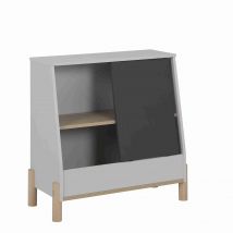 Meuble de rangement enfant avec porte coulissante ardoise - RA5042 en Panneau de particules - - Gris - Galipette