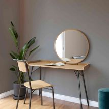 Coiffeuse avec miroir en bois imitation chêne - CF0061 en Panneau de particules - - Bois clair - Terre de Nuit