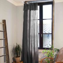 Rideau gaze de coton ajustable 140x300 cm anthracite en - - Anthracite - Terre de Nuit