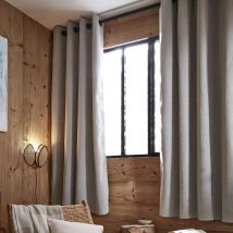 Rideau occultant thermique à oeillets 140x180 Beige en - - Beige - Terre de Nuit