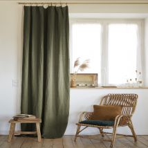 Rideau à pinces ajustable lin 140x270 cm kaki en - - Kaki - Terre de Nuit