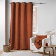 Rideau à oeillets en bouclette unie terracotta 140x240 en - - Rouge terracotta - Douceur D'intérieur