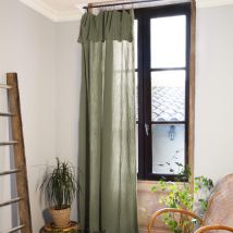 Rideau gaze de coton ajustable 140x300 cm kaki en - - Kaki - Terre de Nuit