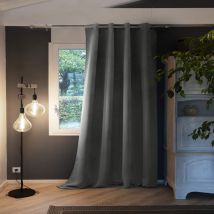 Rideau occultant thermique à œillets anthracite 140x280 en - - Anthracite - Terre de Nuit