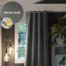 Rideau occultant thermique à œillets anthracite 180x260 en - - Anthracite - Terre de Nuit