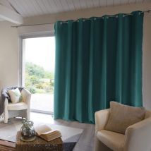 Rideau occultant thermique à œillets bleu canard 280x260 en - - Bleu canard - Terre de Nuit