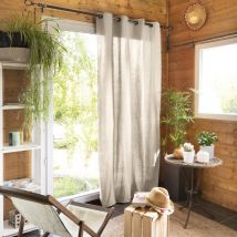 Rideau tamisant à œillets 140x260 beige en - - Beige - Terre de Nuit