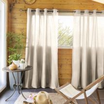 Lot de 2 rideaux tamisants à œillets 140x260 beige en - - Beige - Terre de Nuit