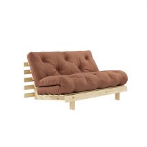 Canapé convertible ROOTS en pin massif naturel avec matelas futon noisette 140x200 en Pin Massif - Marron noisette - Karup Design