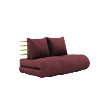 Matelas futon et tête de lit bois massif naturel SHIN SANO 140x200 bordeaux en Pin Massif - Bordeaux - Karup Design