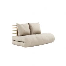 Matelas futon et tête de lit bois massif naturel SHIN SANO 140x200 lin en Pin Massif - Lin - Karup Design