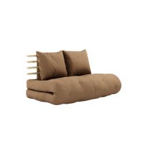 Matelas futon et tête de lit bois massif naturel SHIN SANO 140x200 marron en Pin Massif - Marron - Karup Design