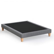 Sommier déco tapissier gris orage - SOMEO 160x190 en Bois - - Gris foncé - Someo