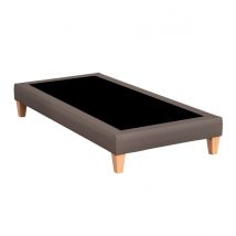 Sommier déco simili cuir cacao - SOMEO 100x200 en Bois - - Taupe - Someo