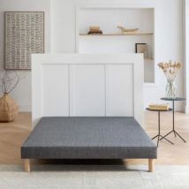 Ensemble sommier déco 160x200 + tête de lit gris orage 180 Terre de Nuit en Bois - Gris