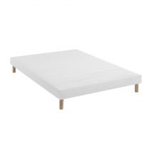 Sommier tapissier blanc 13 cm Lune - SOMEO 140x210 en Bois - - Blanc - Someo