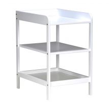 Table à langer en bois massif blanc avec 2 étagères de rangement LUDO en Hêtre Massif - - Blanc - Baby Fox