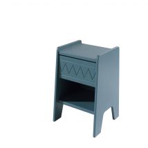 Chevet enfant 1 tiroir 1 niche bleu canard - CH2066 en Médium (MDF) - - Bleu canard - Terre de Nuit