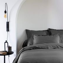 Someo - Taie d'oreiller coton percale Anthracite 65x65 - SOMEO - Uni - 1