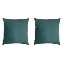 Terre de Nuit - Lot de 2 taies d'oreillers double gaze de coton bleu canard 60x60 cm - - Bleu canard - Uni
