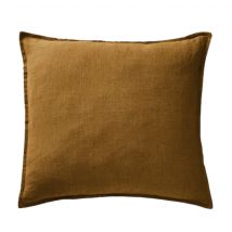 Terre de Nuit - Taie d'oreiller lin lavé marron 60x60 - - Marron - Uni
