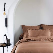 Someo - Taie d'oreiller coton percale Marron 65x65 - SOMEO - Uni - 1