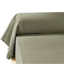 Taie de traversin flanelle kaki 85x185 en - - Kaki - Terre de Nuit