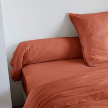 Taie de traversin coton lavé - SOMEO Terracotta 160 cm en - - Rouge terracotta - Someo