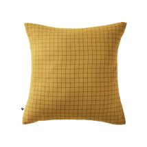 Terre de Nuit - Taie d'oreiller à carreaux double gaze de coton jaune 60x60 - - Jaune - Carreaux