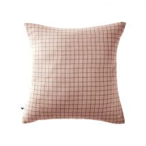 Terre de Nuit - Taie d'oreiller à carreaux double gaze de coton rose 60x60 - - Rose - Carreaux