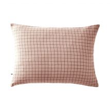 Terre de Nuit - Taie d'oreiller à carreaux double gaze de coton rose 50x70 - - Rose - Carreaux