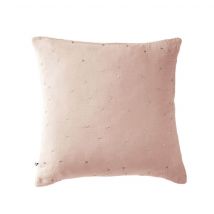 Terre de Nuit - Taie d'oreiller à pois brodés double gaze de coton rose 60x60 cm - - Rose - Pois