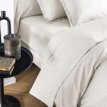 Someo - Drap housse coton percale bonnet 40 cm Meringue 140x200 - SOMEO - - Ecru - Uni - 80 fils/cm²