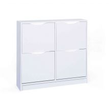 Meuble à chaussures 4 abattants en bois blanc - MC12026 en Médium (MDF) - - Blanc - Terre de Nuit