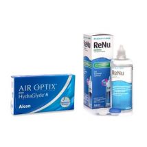 Air Optix Plus Hydraglyde (6 Linsen) + ReNu MultiPlus 360 ml mit Behälter