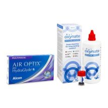 Air Optix Plus Hydraglyde Multifocal (3 lenses) + Oxynate Peroxide 380 ml with case