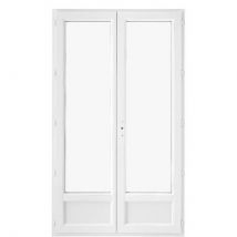 Porte fenêtre PVC 2 vantaux ouverture à la française avec soubassement